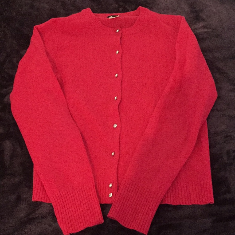 J Crew Bright Rose crystal button cardigan